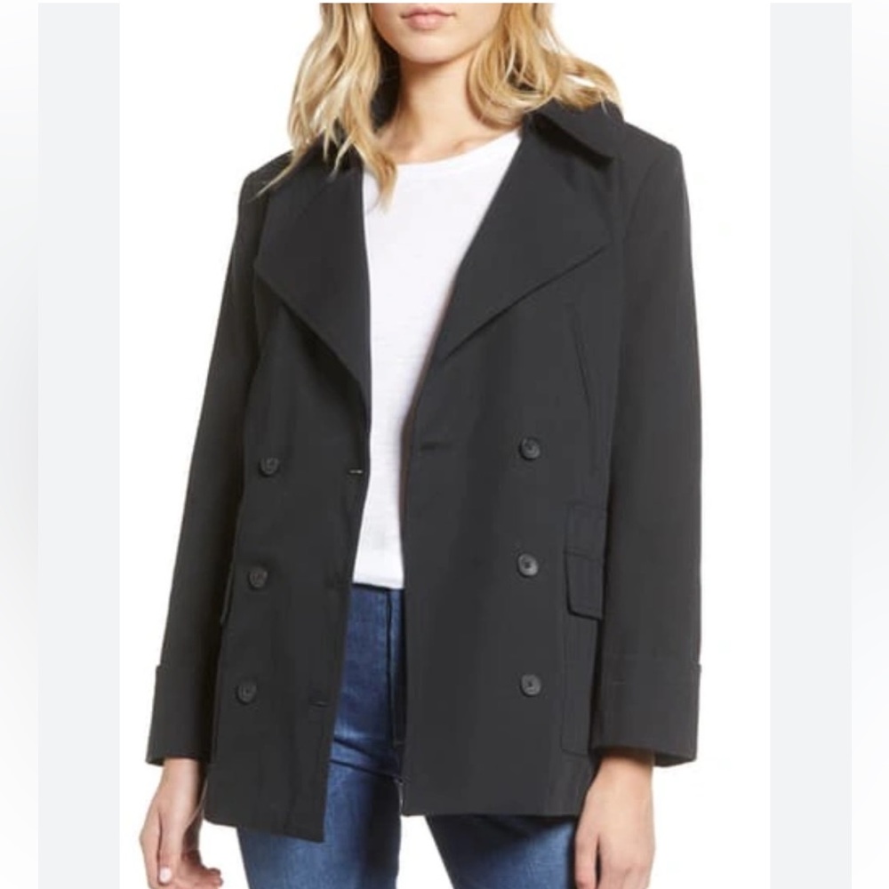 Current/Elliot The Captain Double Breasted Black Peacoat